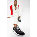 Vinci Leather The Sonoma Black / Red Leather Sneaker (15018)