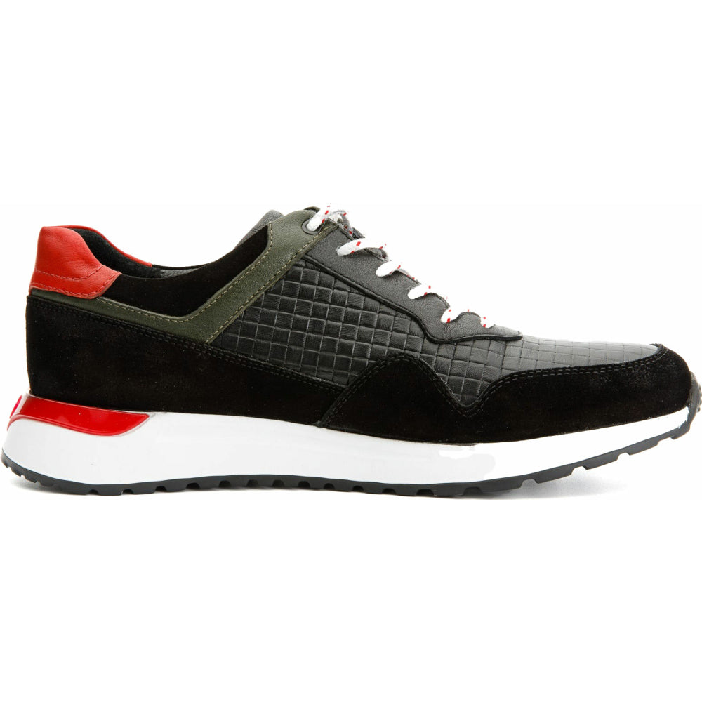 Vinci Leather The Sonoma Black / Red Leather Sneaker (15018)