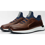 Vinci Leather The Sonoma Brown / Navy Blue Leather Sneaker (D2122T)