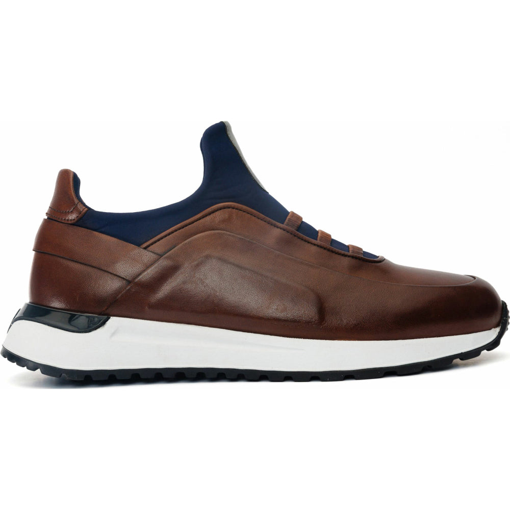 Vinci Leather The Sonoma Brown / Navy Blue Leather Sneaker (D2122T)