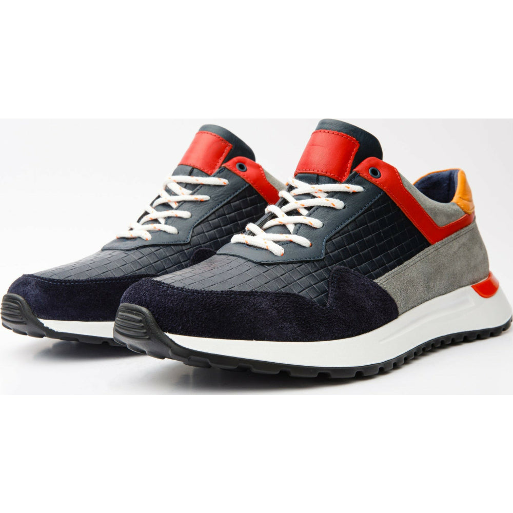 Vinci Leather The Sonoma Navy / Orange Leather Sneaker (15018)