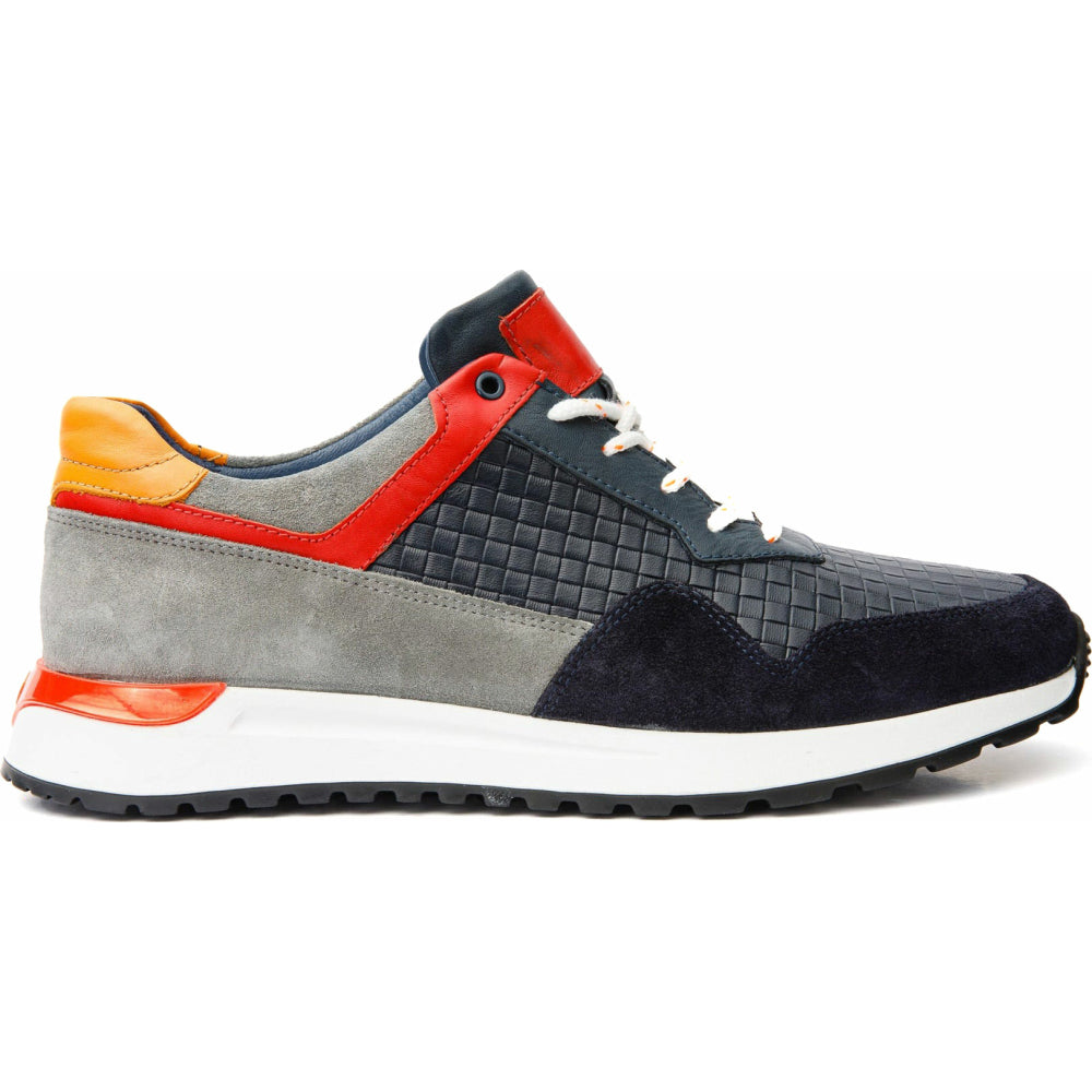 Vinci Leather The Sonoma Navy / Orange Leather Sneaker (15018)