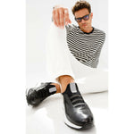 Vinci Leather The Sonoma Plain Black Leather Sneaker (D2122T)