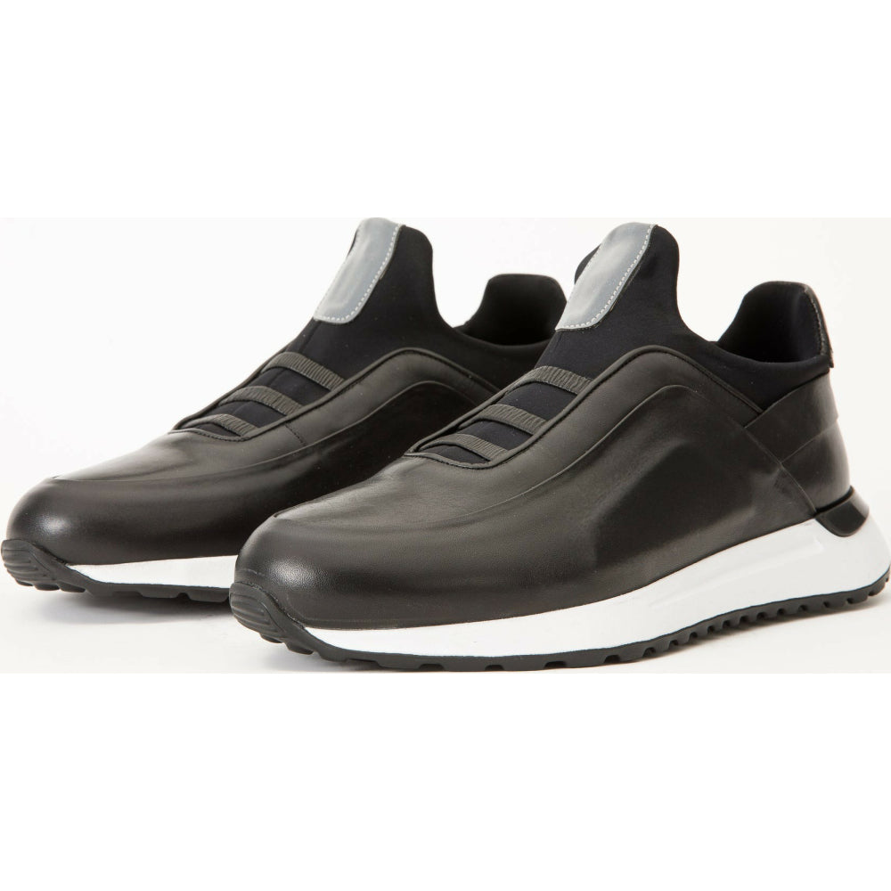 Vinci Leather The Sonoma Plain Black Leather Sneaker (D2122T)