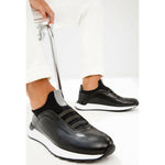 Vinci Leather The Sonoma Plain Black Leather Sneaker (D2122T)