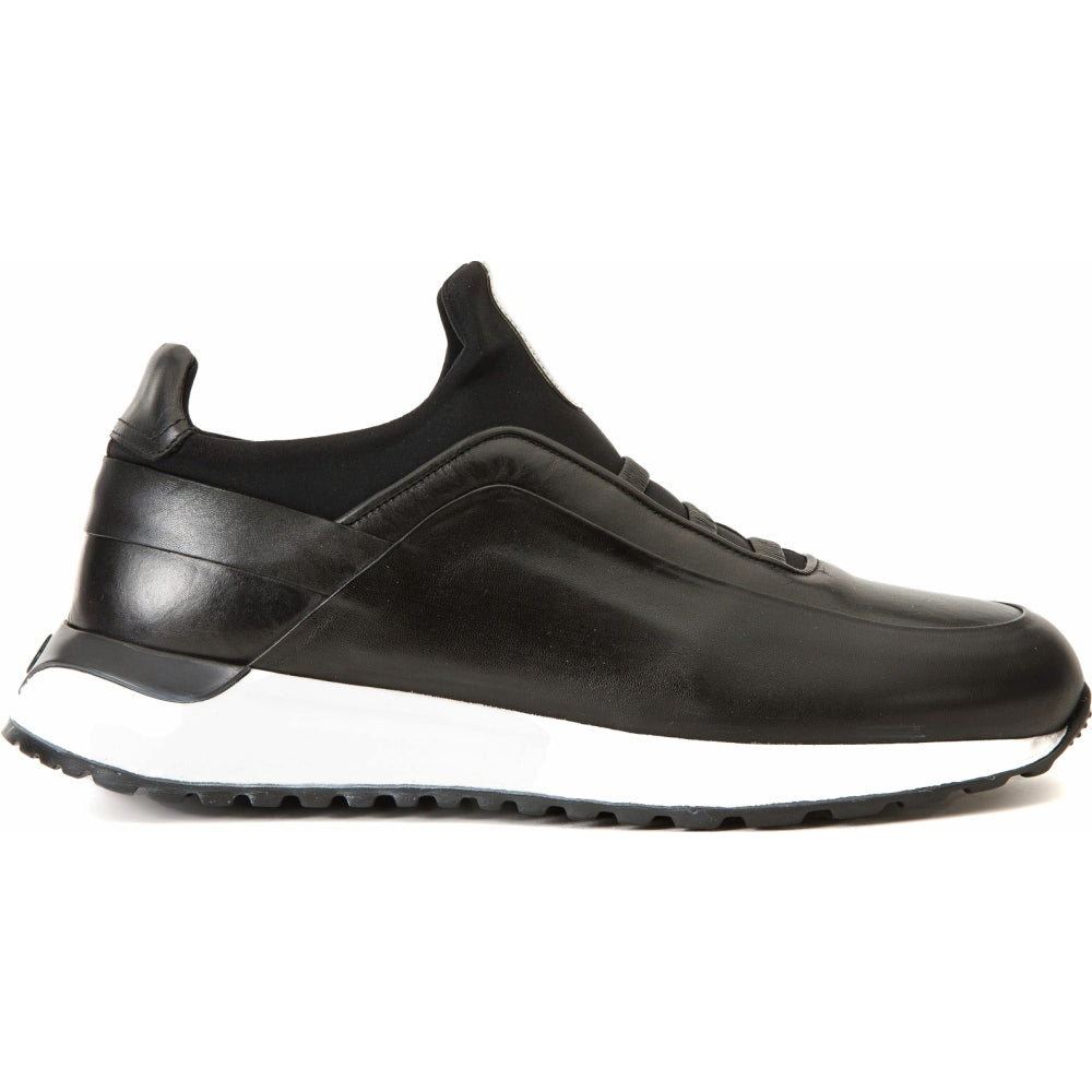Vinci Leather The Sonoma Plain Black Leather Sneaker (D2122T)