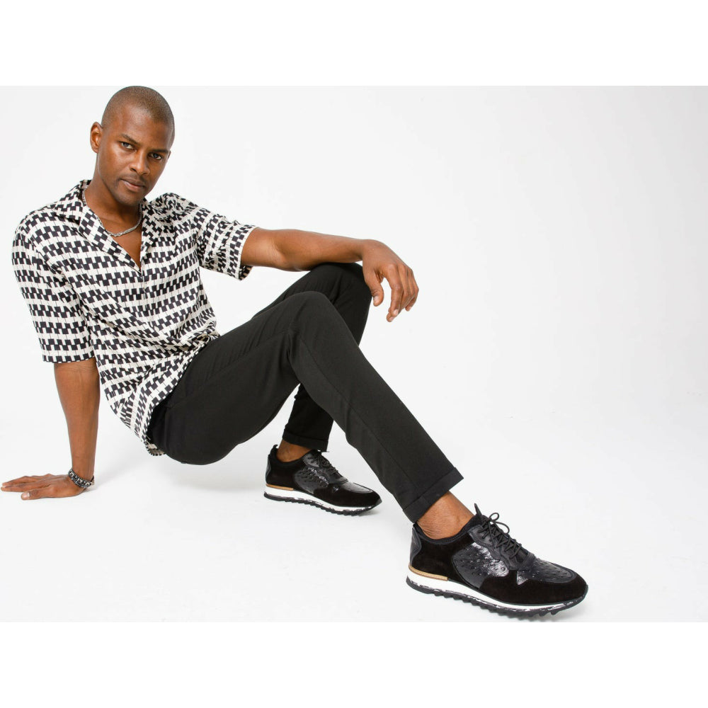 Vinci Leather The Sopez Black Leather Sneaker (15135)