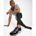 Vinci Leather The Sopez Black Leather Sneaker (15135)