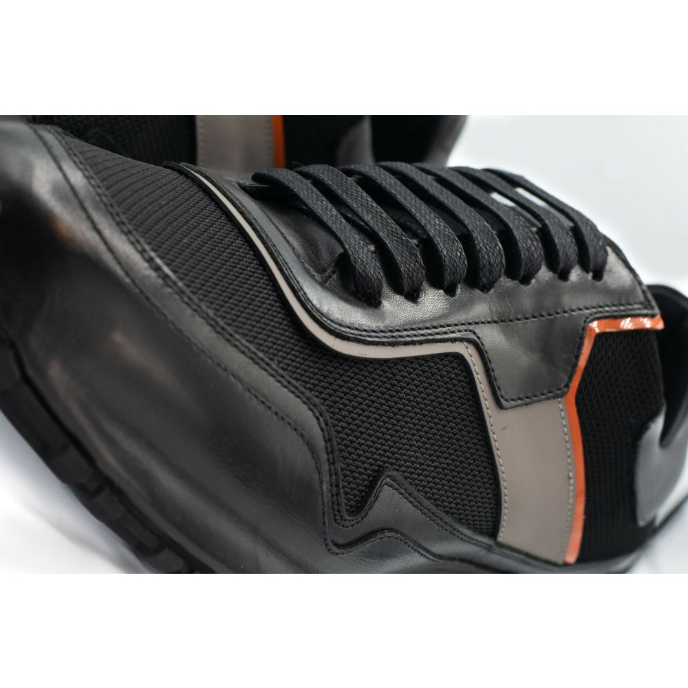 Vinci Leather The Tach Black Leather Sneaker (D-500T)