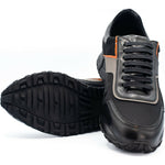 Vinci Leather The Tach Black Leather Sneaker (D-500T)