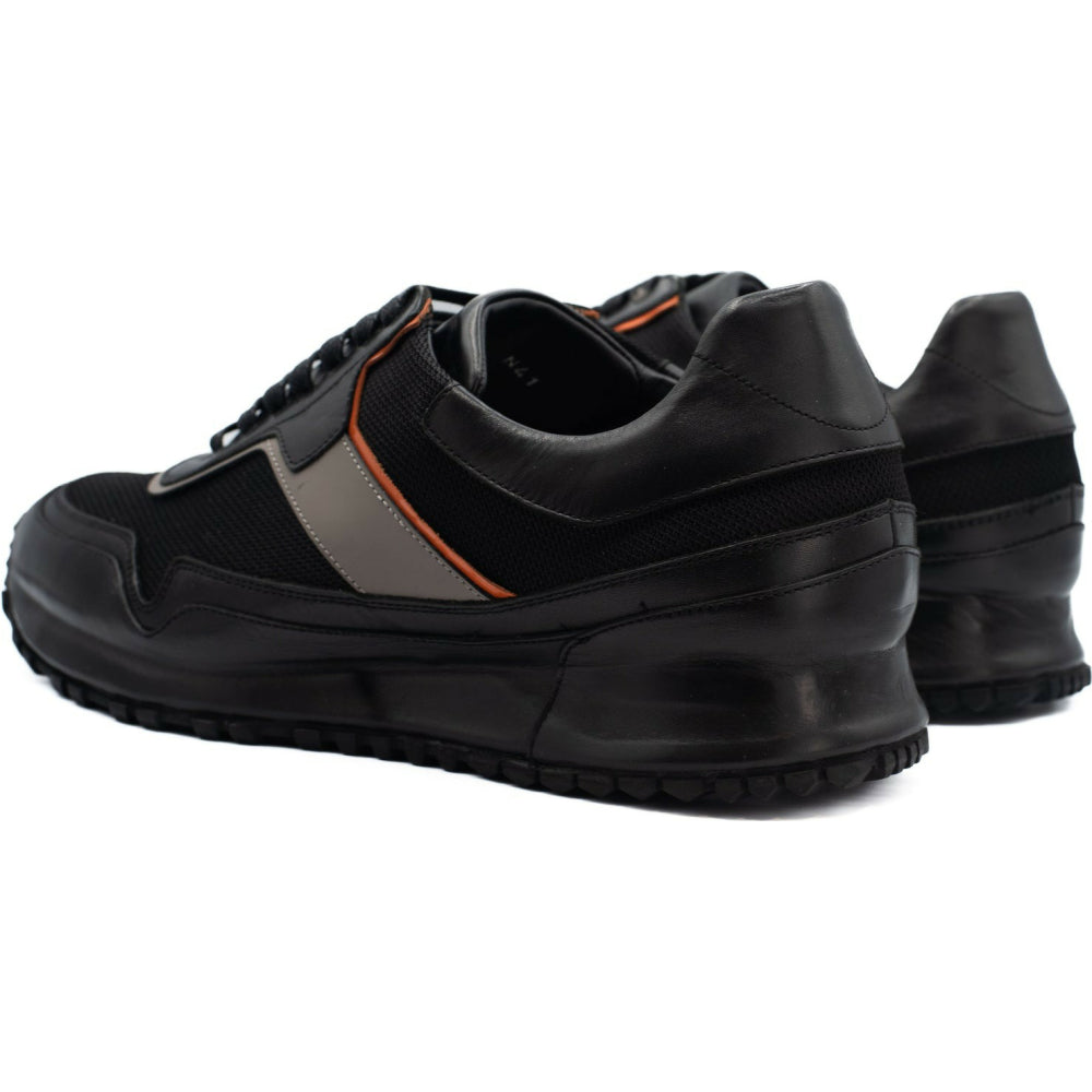 Vinci Leather The Tach Black Leather Sneaker (D-500T)