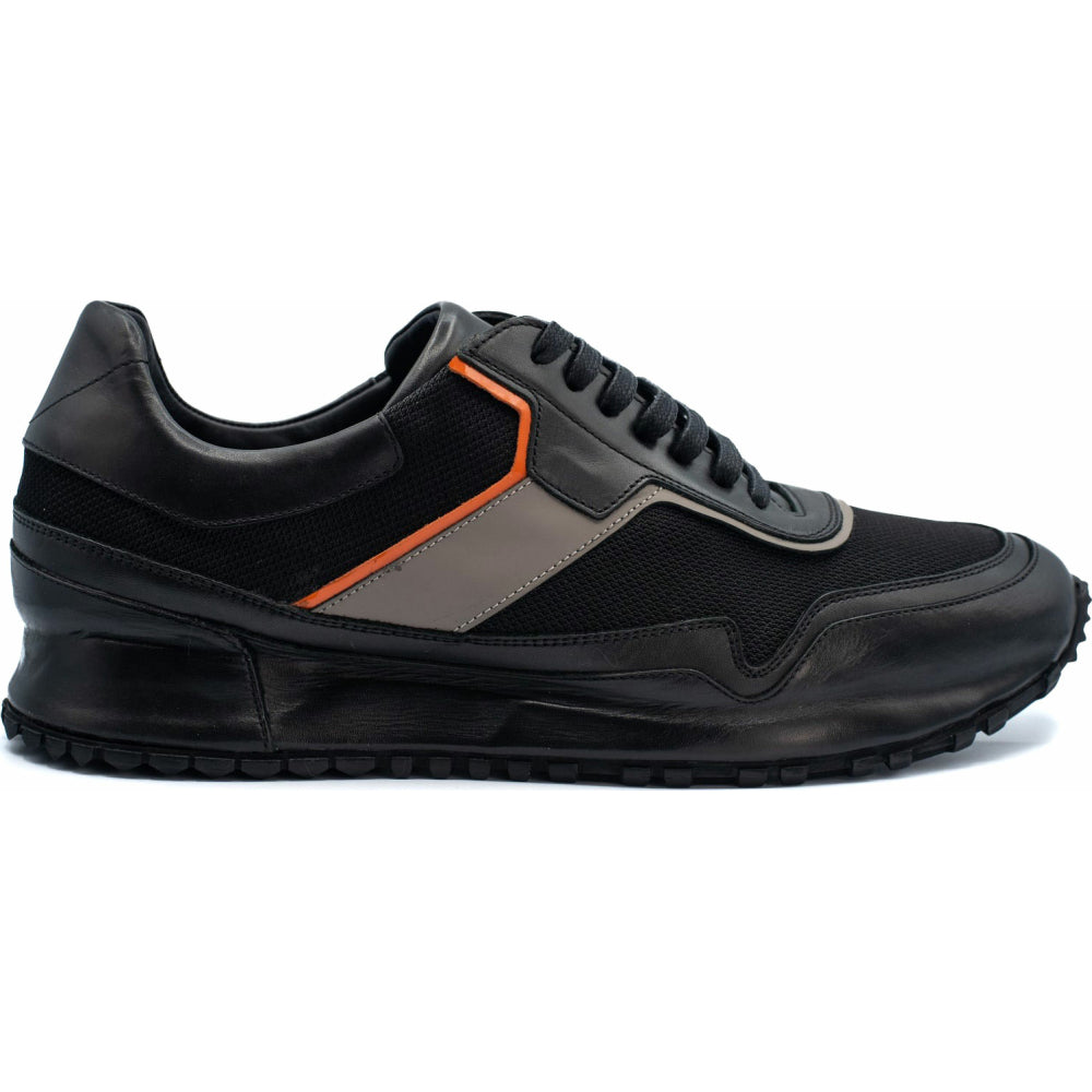 Vinci Leather The Tach Black Leather Sneaker (D-500T)