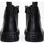 Vinci Leather The Taco Black Leather Casual Lace-up Boot With A Zipper (14115 S-4)