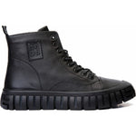 Vinci Leather The Taco Black Leather Casual Lace-up Boot With A Zipper (14115 S-4)