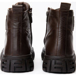 Vinci Leather The Taco Brown Leather Casual Lace-up Boot With A Zipper (14115)