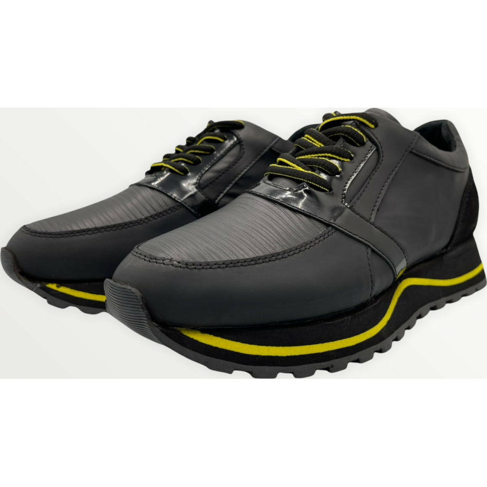 Vinci Leather The Taksim Black / Yellow Leather Sneaker (14226)