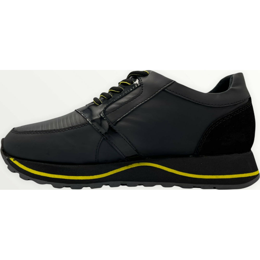 Vinci Leather The Taksim Black / Yellow Leather Sneaker (14226)