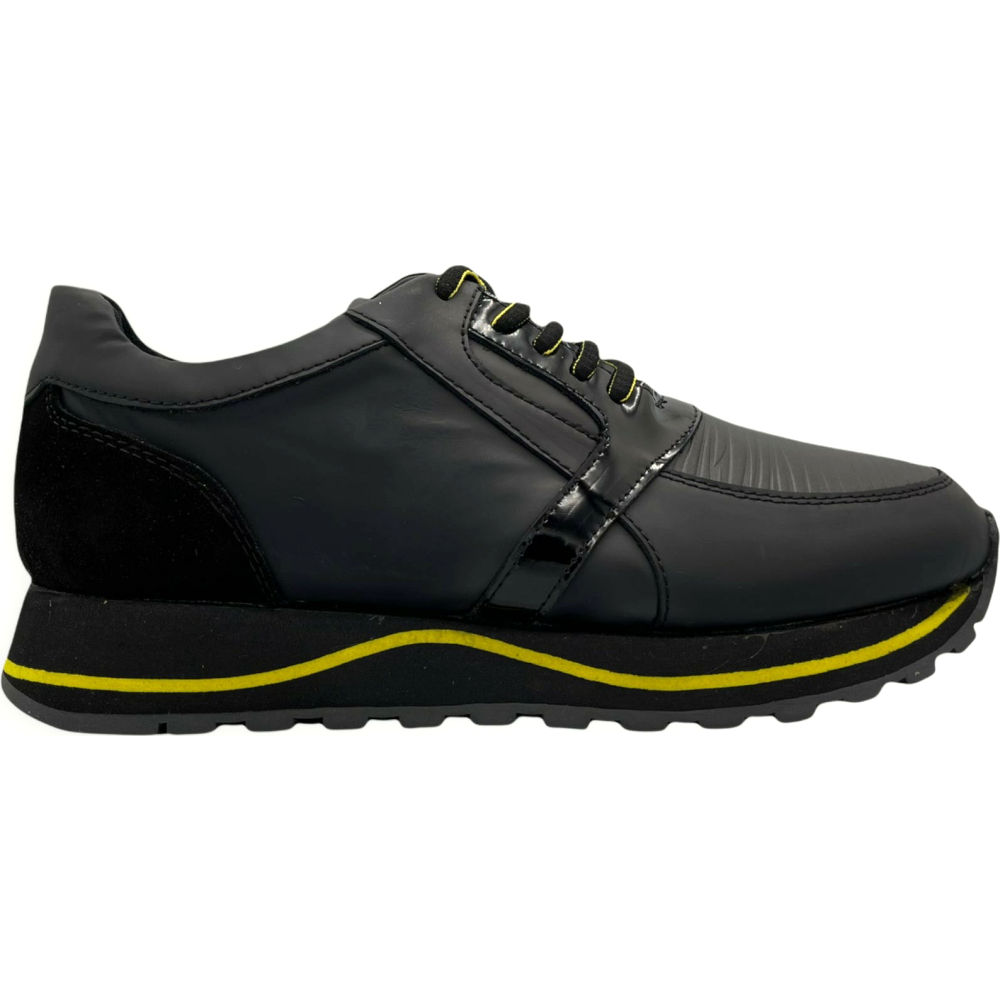 Vinci Leather The Taksim Black / Yellow Leather Sneaker (14226)