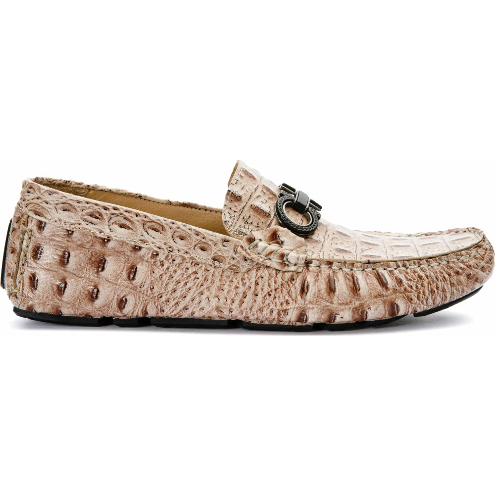 Vinci Leather The Tanca Beige Leather Bit Loafer (15523)