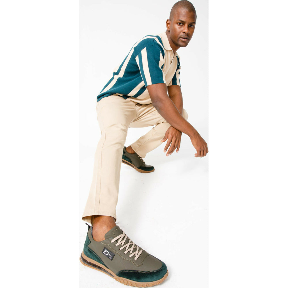 Vinci Leather The Tiran Green Leather Sneaker (15160)