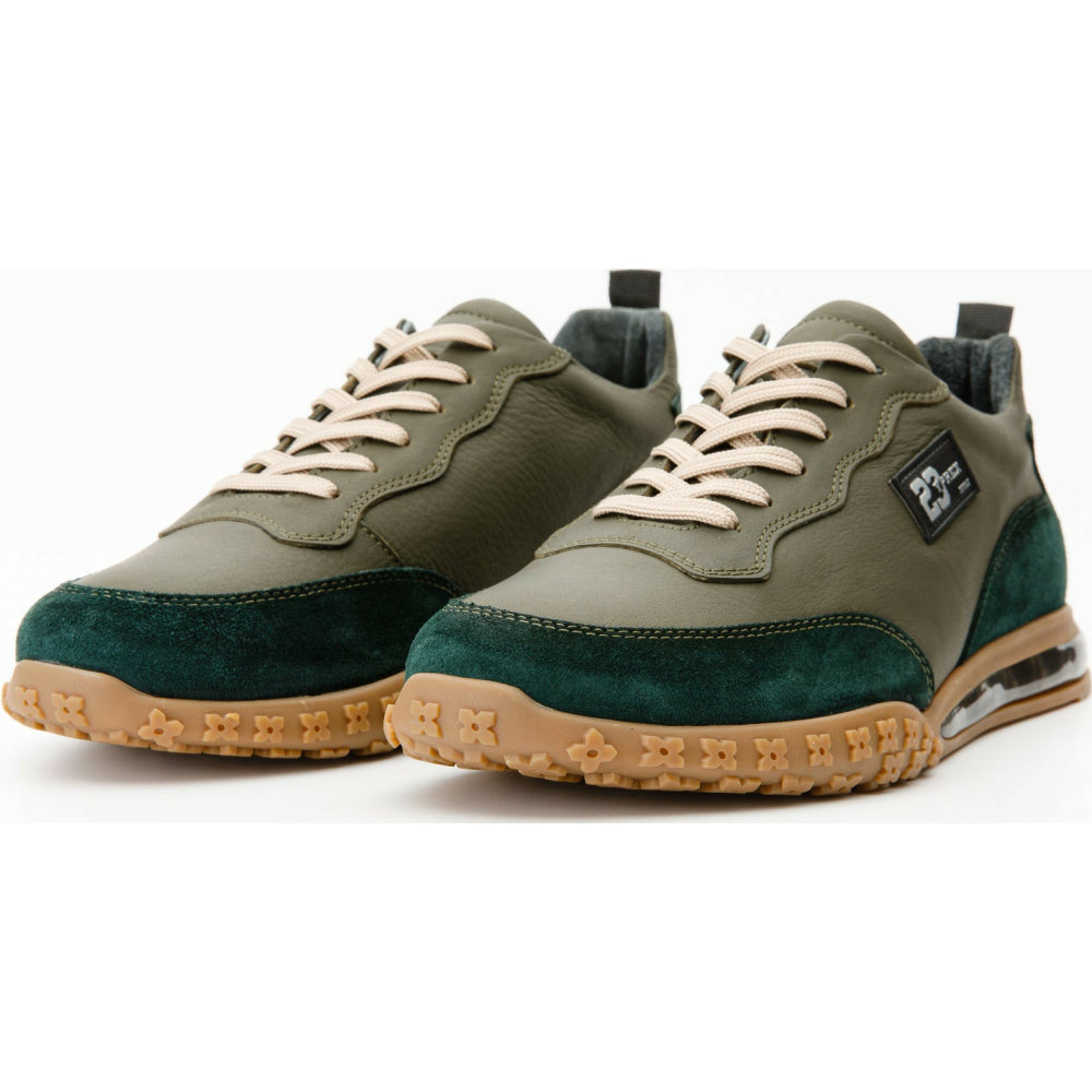 Vinci Leather The Tiran Green Leather Sneaker (15160)