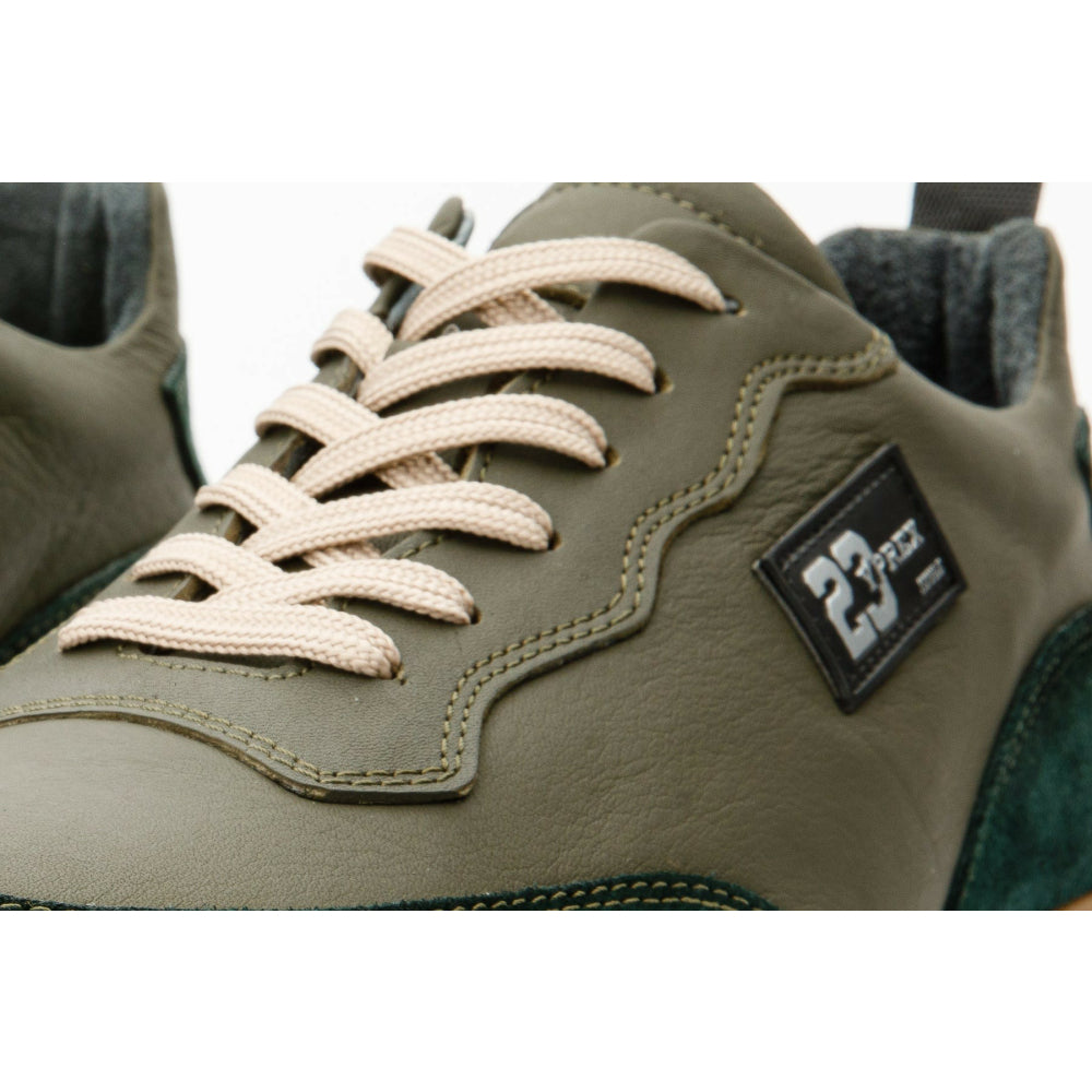 Vinci Leather The Tiran Green Leather Sneaker (15160)
