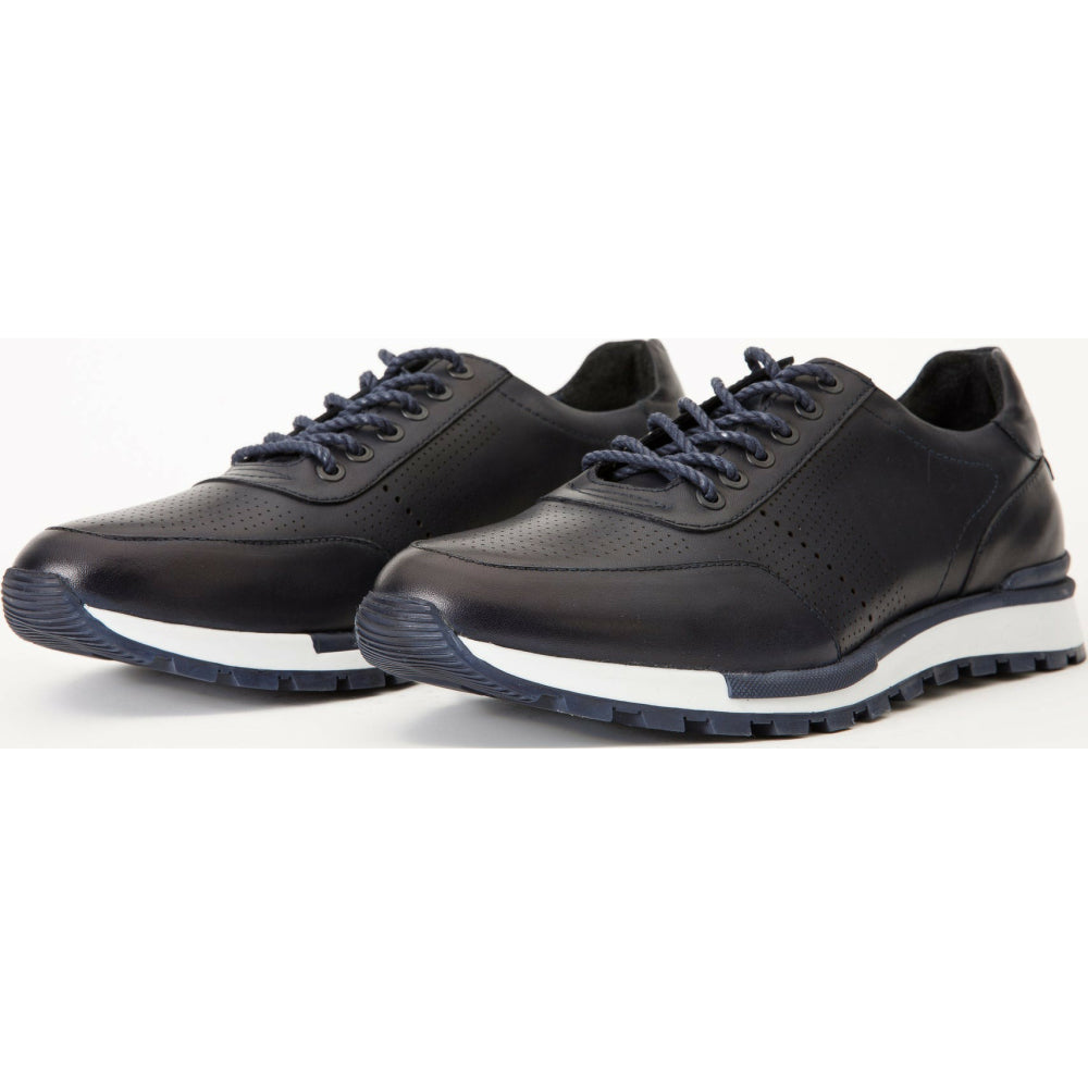 Vinci Leather The Tisina Blue Leather Sneaker (6557)