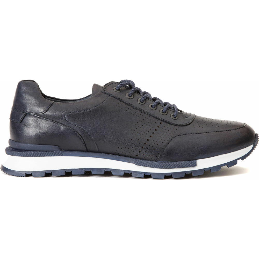 Vinci Leather The Tisina Blue Leather Sneaker (6557)