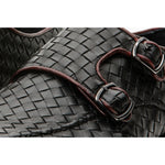 Vinci Leather The Turan Black Woven Double Monk Strap Dress Shoe (15471)