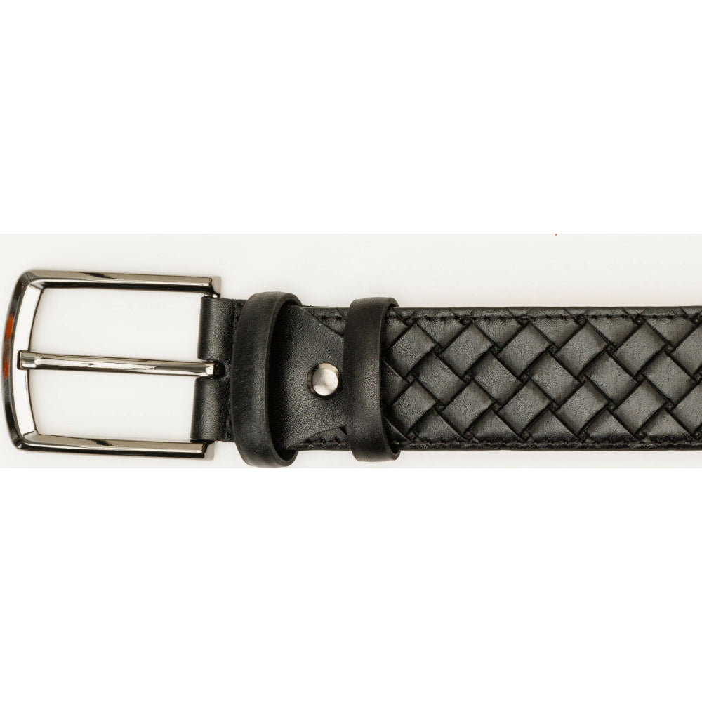 Vinci Leather The Turan Black Woven Leather Belt