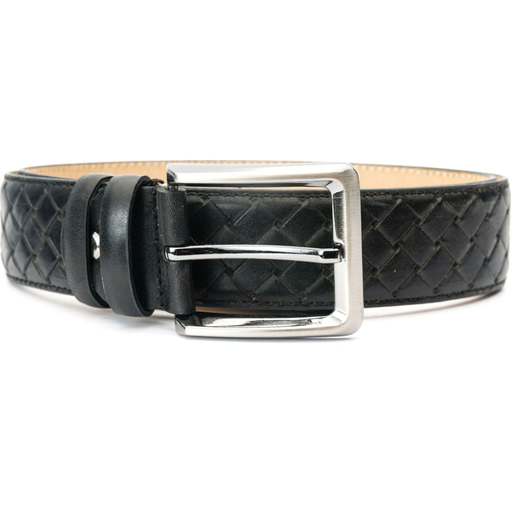 Vinci Leather The Turan Black Woven Leather Belt