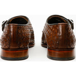 Vinci Leather The Turan Brown Woven Double Monk Strap Dress Shoe