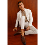 Vinci Leather The Turan Brown Woven Double Monk Strap Dress Shoe