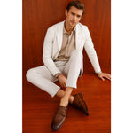 Vinci Leather The Turan Brown Woven Double Monk Strap Dress Shoe