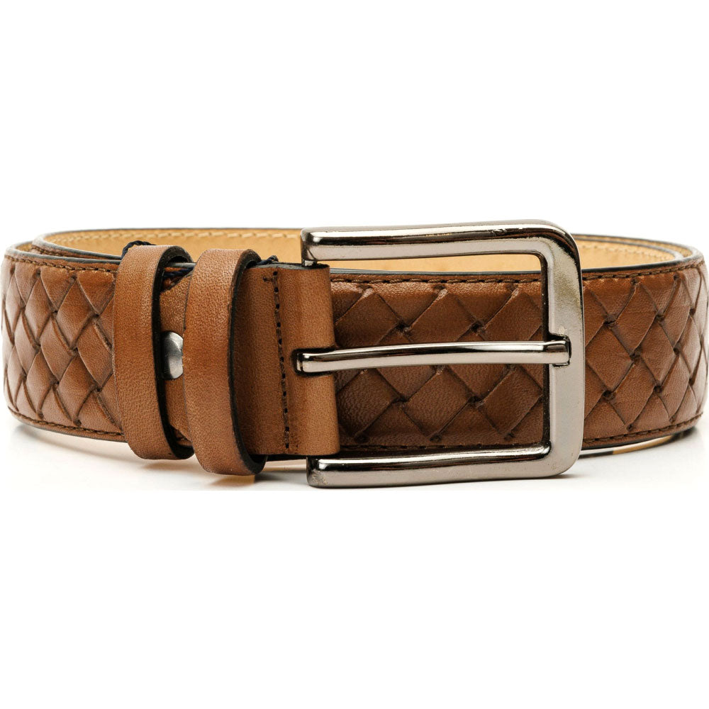 Vinci Leather The Turan Brown Woven Leather Belt