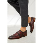 Vinci Leather The Turan Woven Double Monk Strap Dress Shoe Burgundy