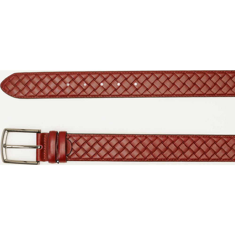 Vinci Leather The Turan Burgundy Woven Leather Belt