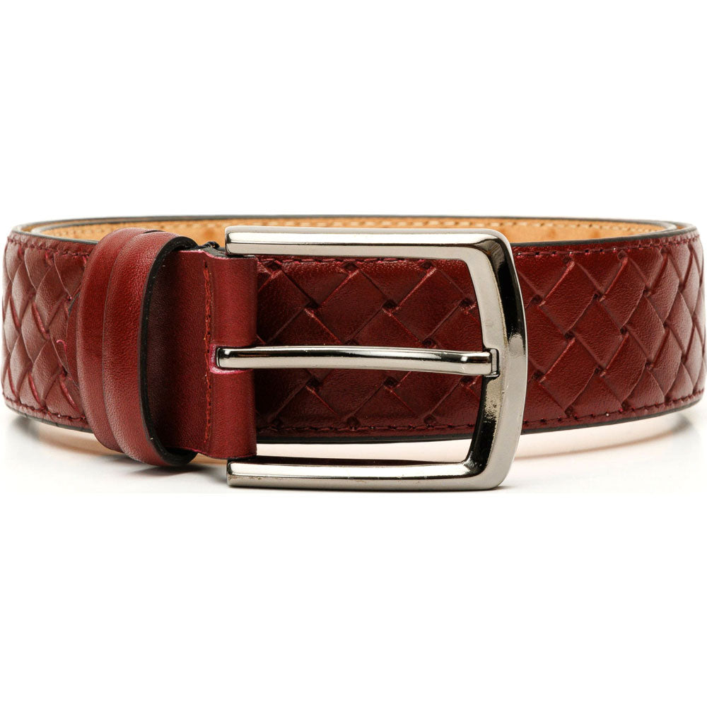 Vinci Leather The Turan Burgundy Woven Leather Belt