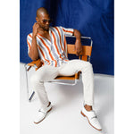 Vinci Leather The Turan White Woven Double Monk Strap Dress Shoe