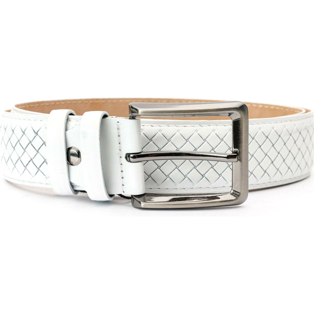 Vinci Leather The Turan White Woven Leather Belt
