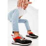 Vinci Leather The Tyler Black / Red Leather Sneaker (13023)