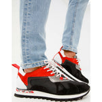 Vinci Leather The Tyler Black / Red Leather Sneaker (13023)