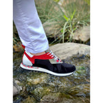 Vinci Leather The Tyler Black / Red Leather Sneaker (13023)