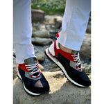Vinci Leather The Tyler Black / Red Leather Sneaker (13023)