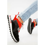 Vinci Leather The Tyler Black / Red Leather Sneaker (13023)