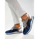 Vinci Leather The Tyler Blue Leather Sneaker (13023)