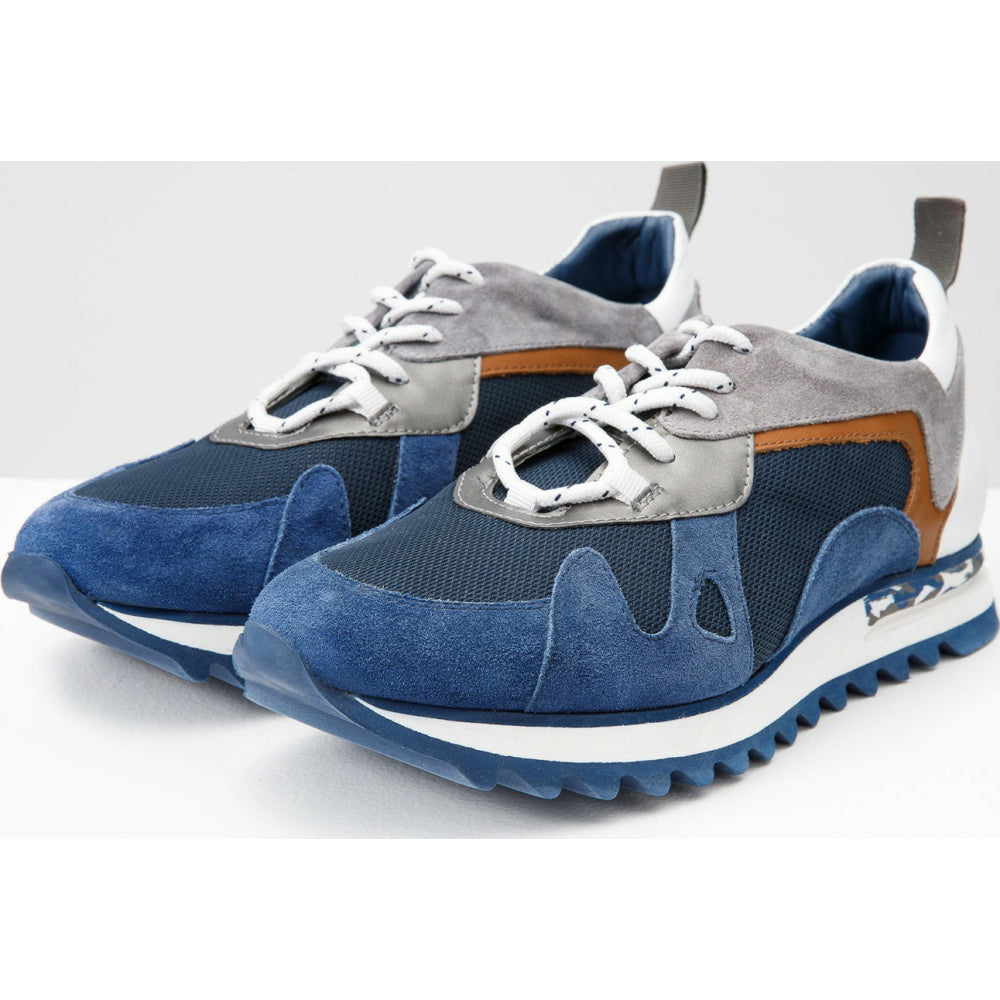 Vinci Leather The Tyler Blue Leather Sneaker (13023)