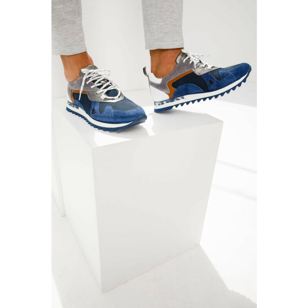 Vinci Leather The Tyler Blue Leather Sneaker (13023)
