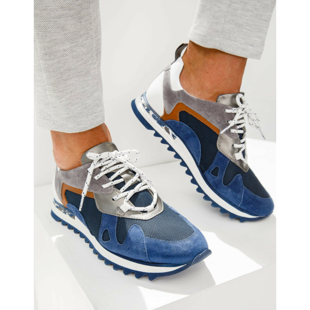 Vinci Leather The Tyler Blue Leather Sneaker (13023)
