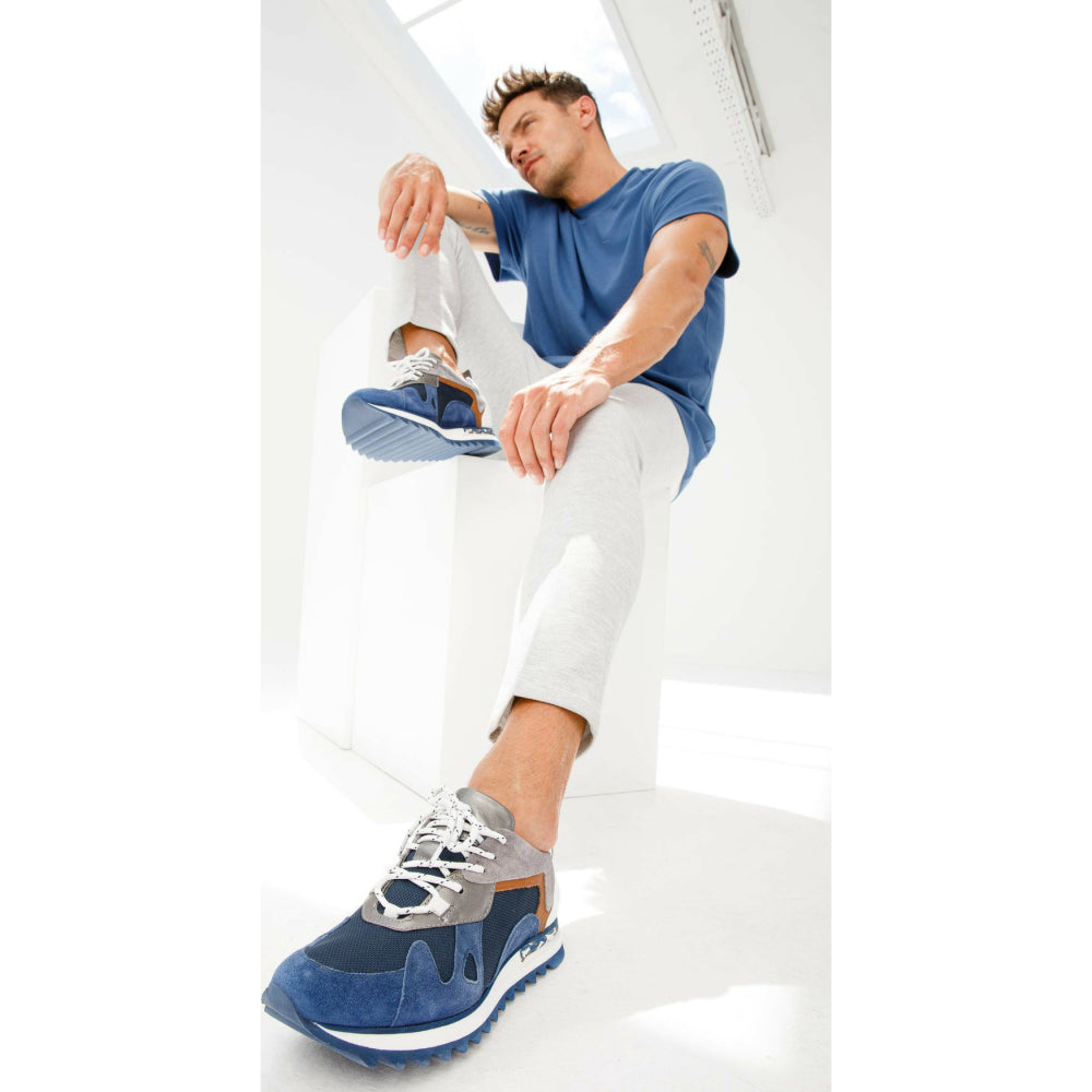 Vinci Leather The Tyler Blue Leather Sneaker (13023)